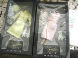116'' JACKIE KENNEDY  BOXED  OUTFIT NIB  NO DOLL  COMPLETE PINK  SILK DRESS WITH MANTILLA OR YELLOW SUIT CHOICE